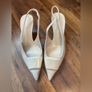 Zara Cream Pointed Slingback Heels